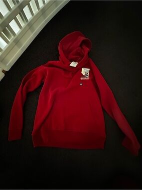 Abercrombie & Fitch Red Crewneck Hoodie with Kangaroo Pocket